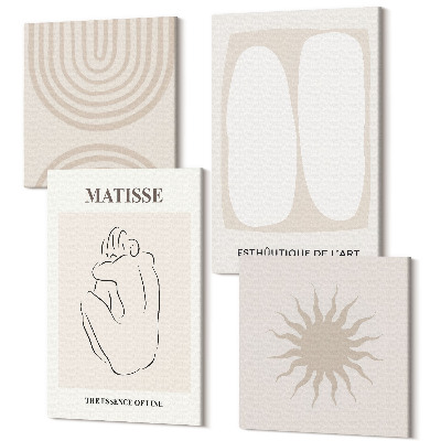 Tablouri multicanvas 4 piese Linii elegante și forme minimaliste în tonuri neutre