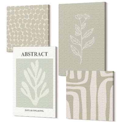 Tablouri canvas set 4 piese Modele abstracte de plante în culori discrete