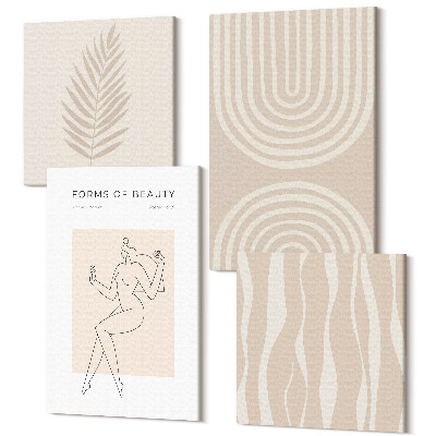 Tablouri multicanvas 4 piese Modele abstracte decoratiuni boho delicate