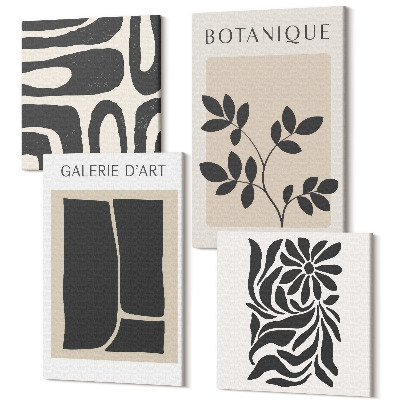 Tablou 4 piese Modele abstracte de plante și forme geometrice