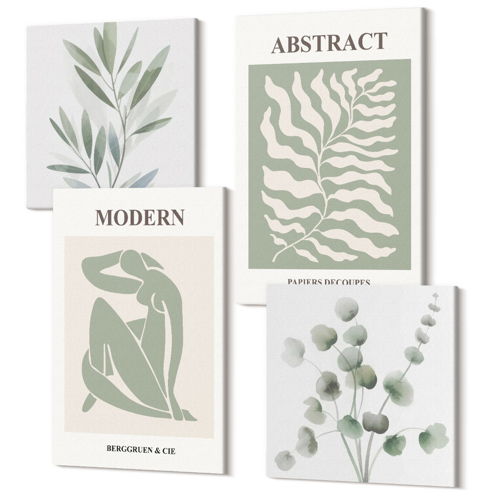 Tablouri canvas set 4 piese Matisse design acuarela plante boho