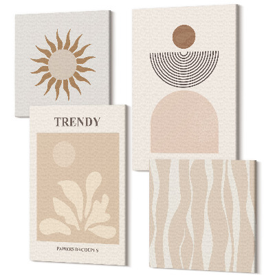 Tablou 4 piese Compoziții abstracte elegante în nuanțe de bej