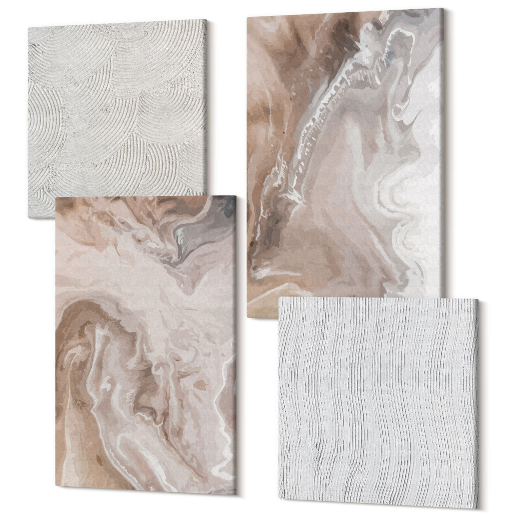 Tablou 4 piese Modele abstracte de marmură cu textura de piatră