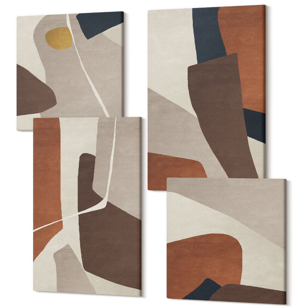 Tablou 4 piese Abstracția formelor structurale într-un stil modern