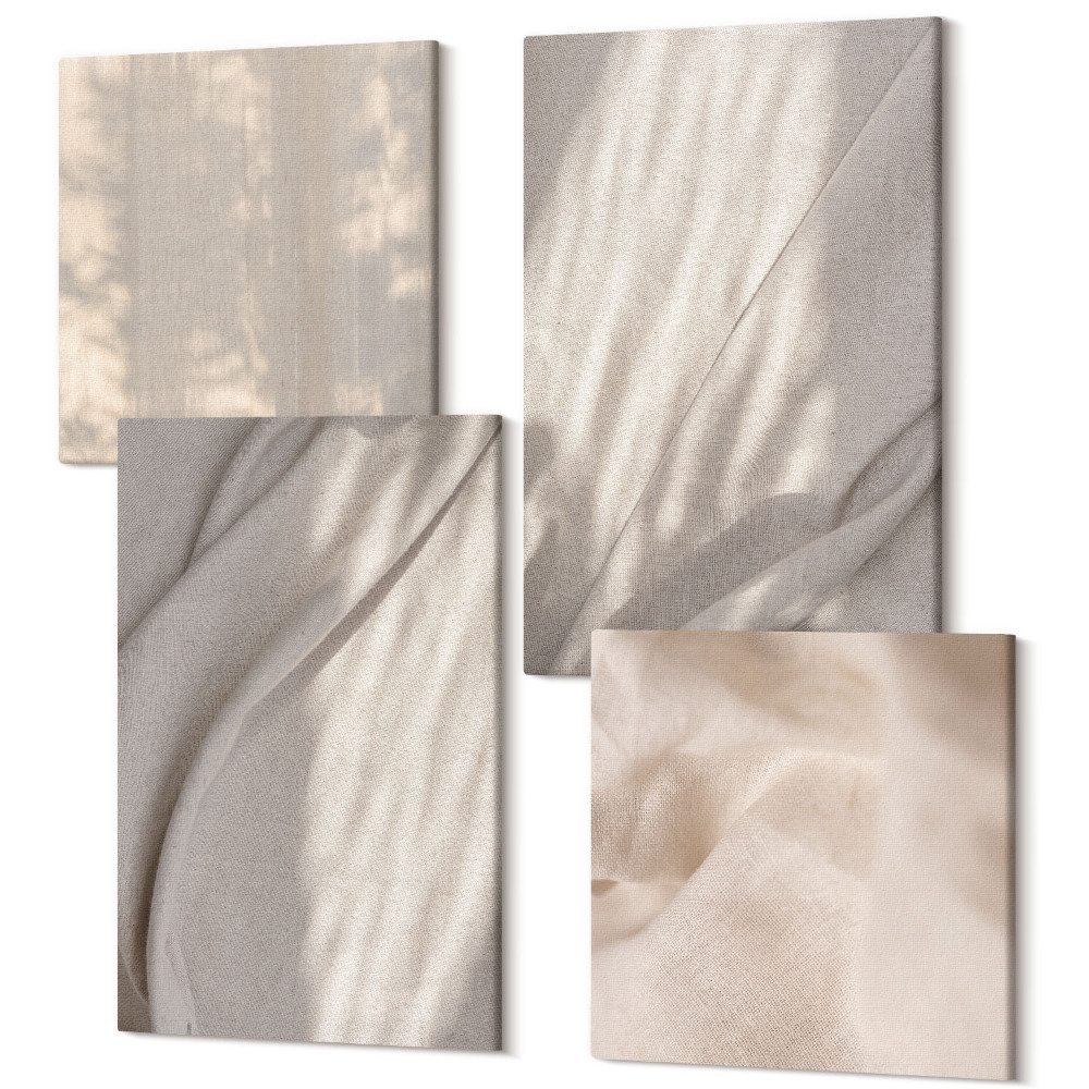 Tablouri multicanvas 4 piese Prim-plan cu structuri de material natural în stil boho