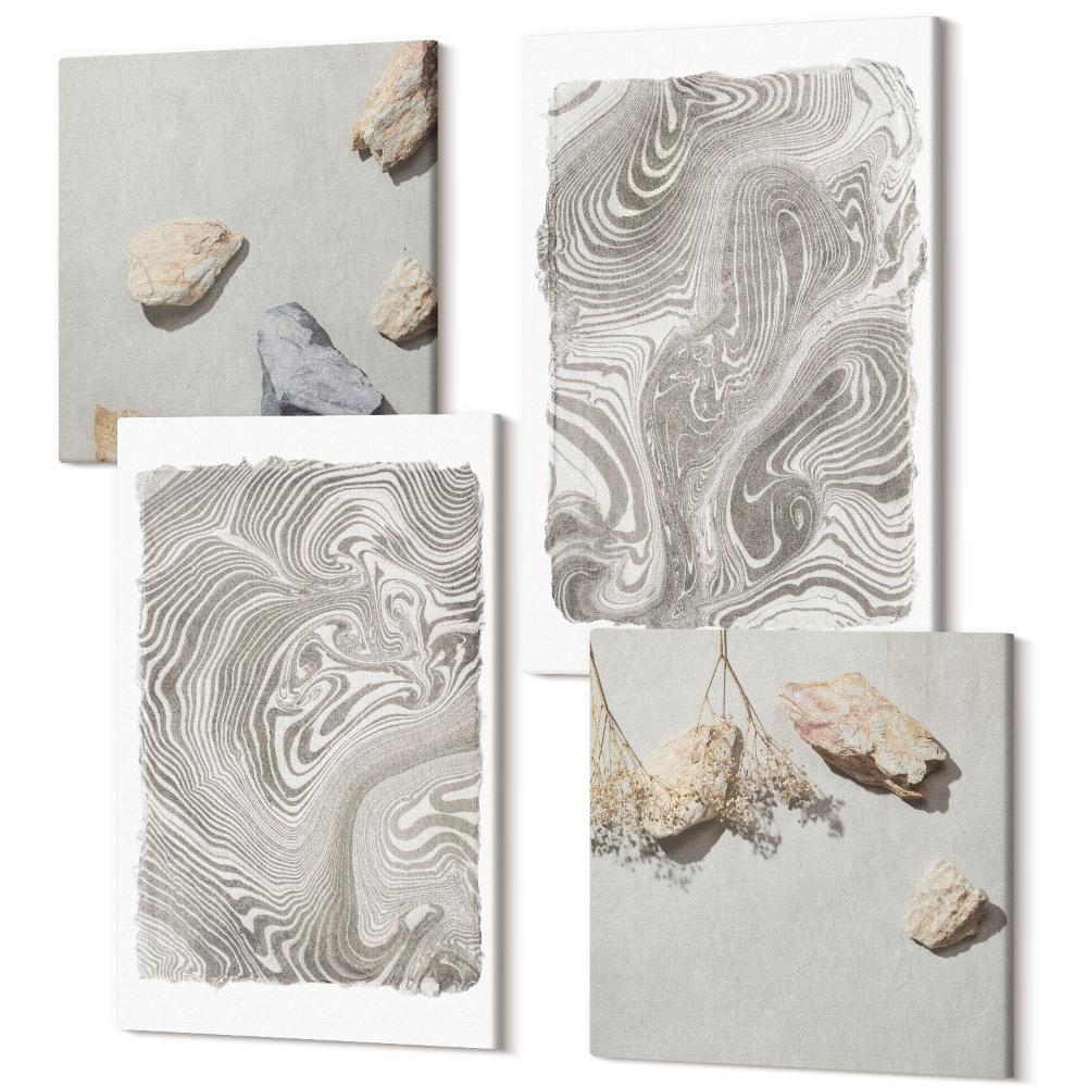 Tablouri canvas set 4 piese Pictură abstractă de forme moderne