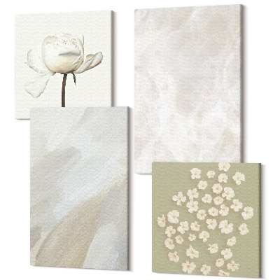 Tablou 4 piese Flori și texturi la modă stil boho delicat