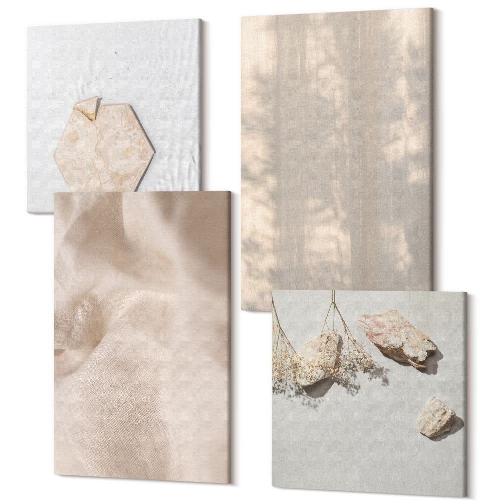 Tablouri canvas set 4 piese Texturi subtile într-un stil boho natural