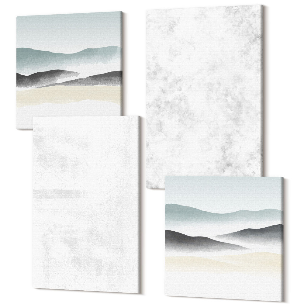 Tablouri multicanvas 4 piese Pete albe pe pânză și vederi abstracte fundaluri minimaliste