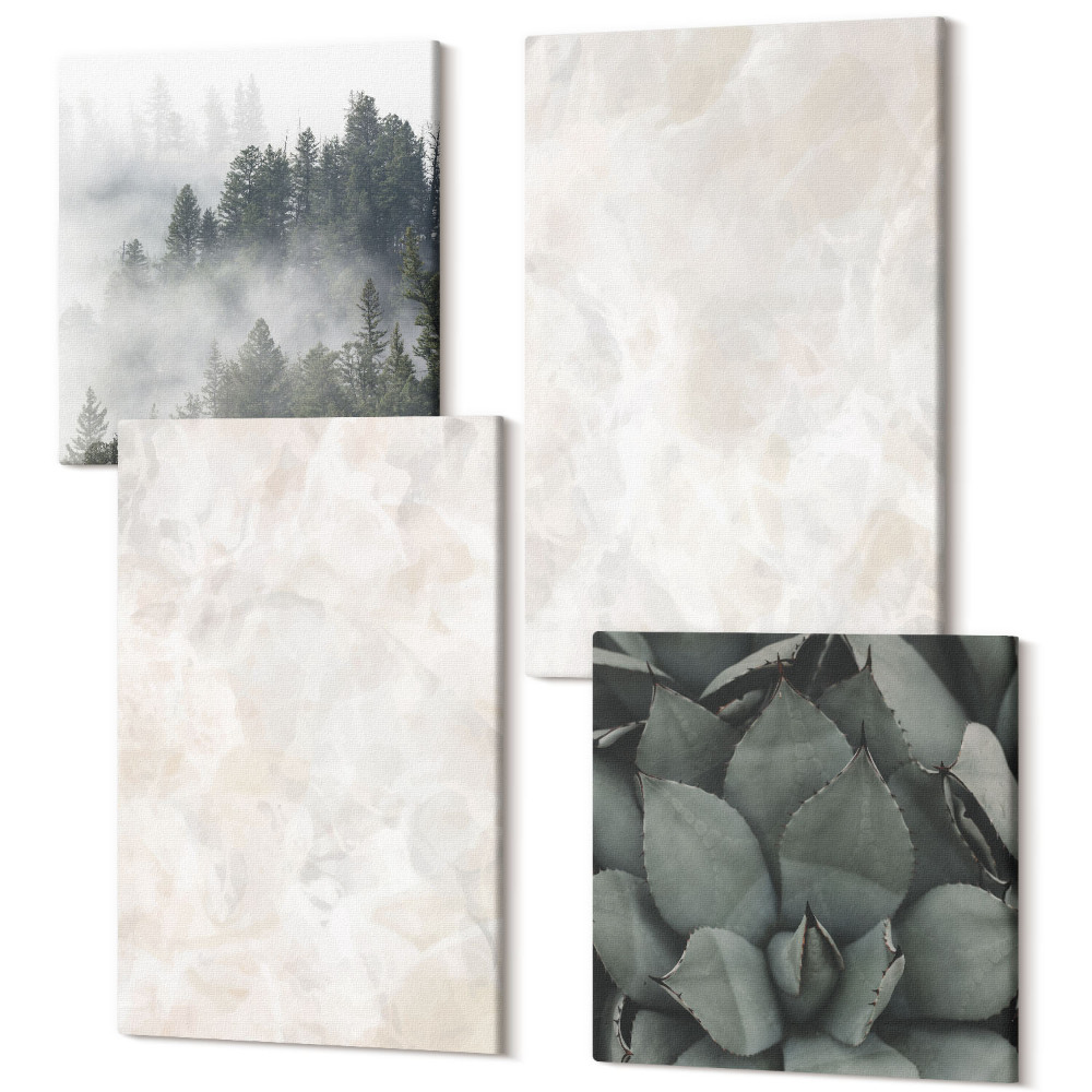 Tablou 4 piese Structuri pastelate de piatră din marmură albă