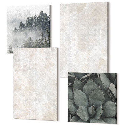 Tablou 4 piese Structuri pastelate de piatră din marmură albă