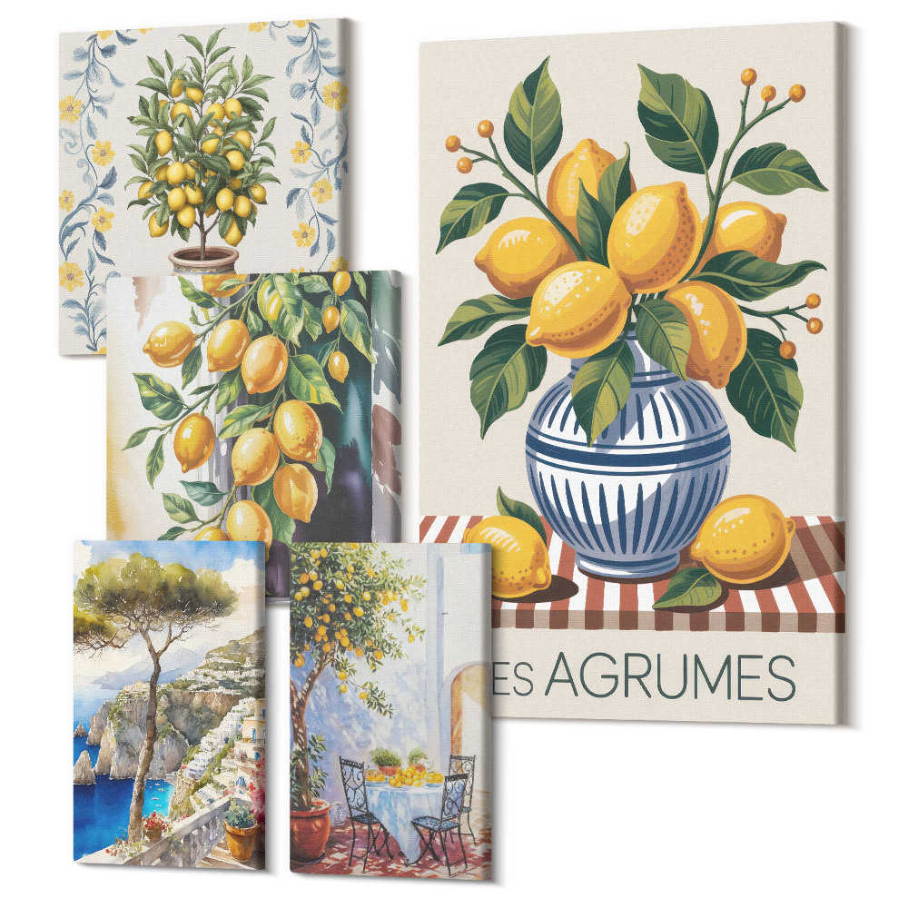Tablou din 5 piese Inspirații de citrice în stil mediteranean