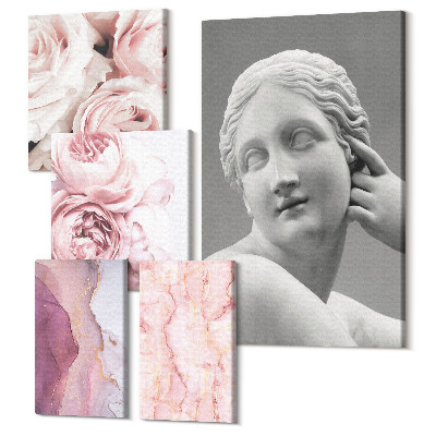 Set tablouri 5 piese Accente florale cu sculptură în stil clasic