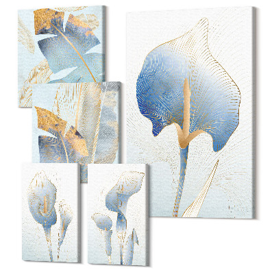 Tablou din 5 piese Flori elegante în nuanțe delicate ale naturii