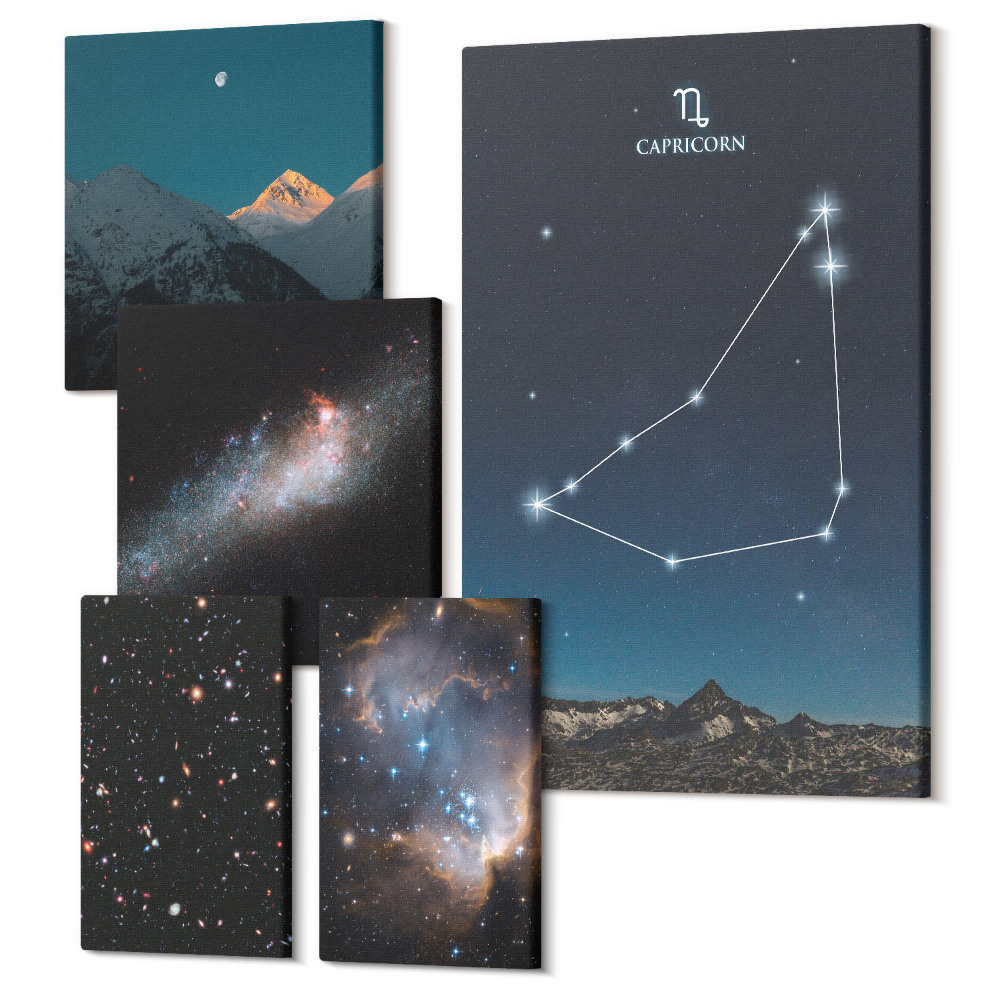 Tablouri canvas set 5 piese Peisaje cosmice și constelații de stele într-un stil modern