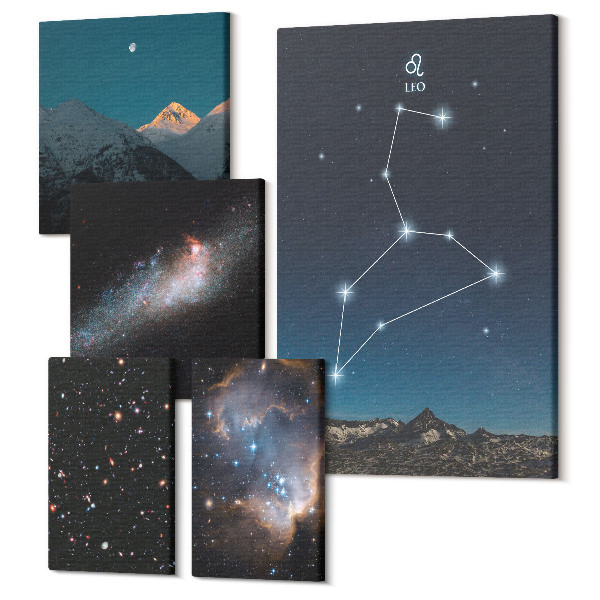 Set tablouri 5 piese Constelații cosmice și galaxii pe cerul nopții