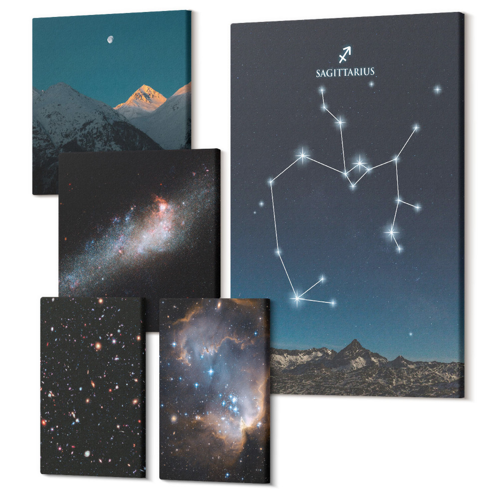 Tablou din 5 piese Peisaje spațiale cu constelații și galaxii