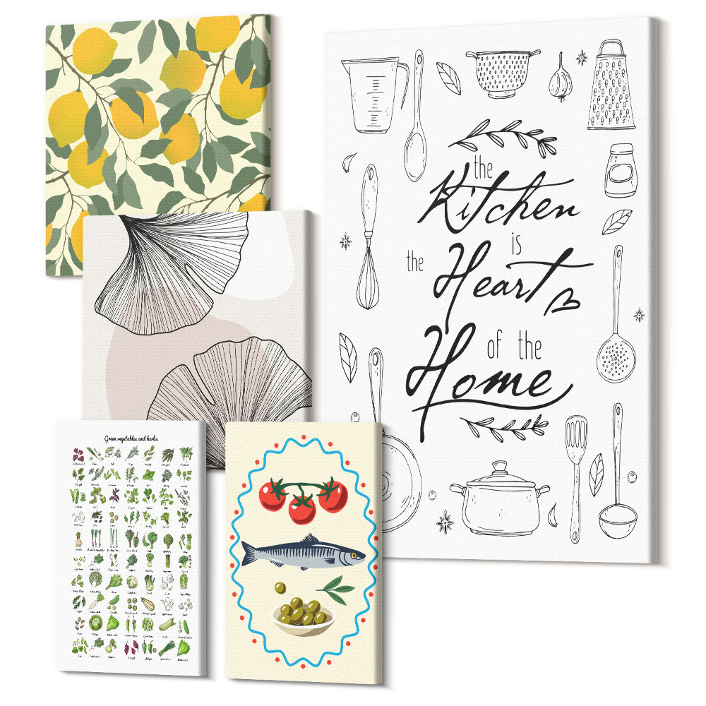 Tablouri canvas set 5 piese Inspirații pentru bucătărie accente interioare elegante