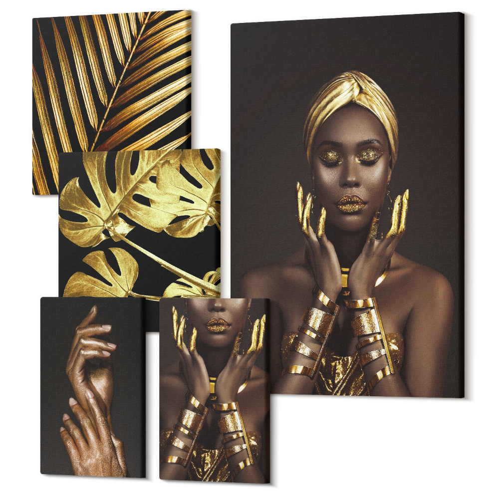 Tablou din 5 piese Portrete în stil glamour ale femeilor cu elemente ale naturii