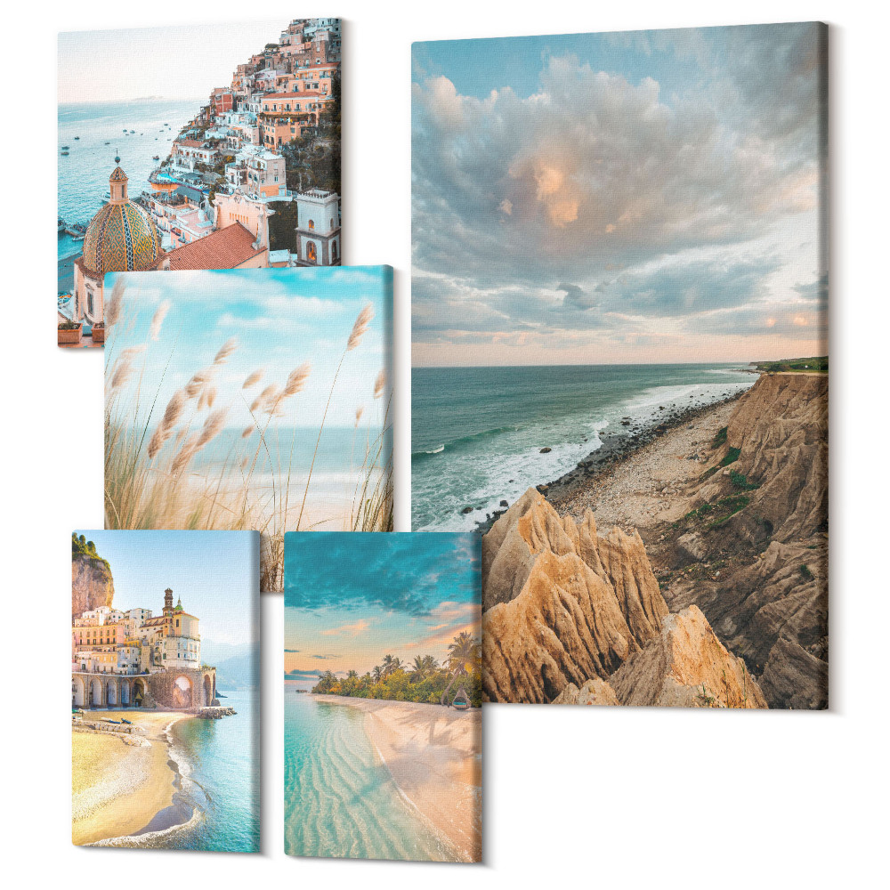Set tablouri 5 piese Peisaje de litoral și plaje pitorești ale lumii