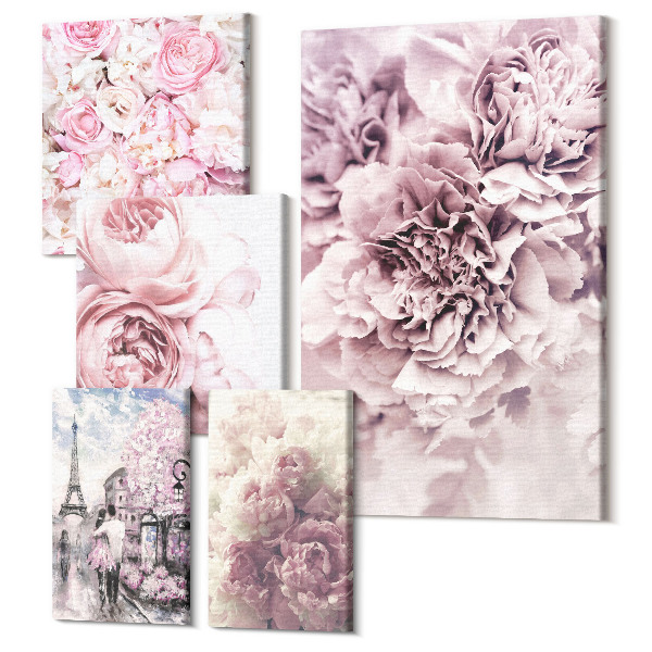 Tablouri canvas set 5 piese Aranjamente florale într-un stil romantic vintage