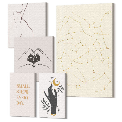 Tablou din 5 piese Motive minimaliste inspirate din spațiu și natură