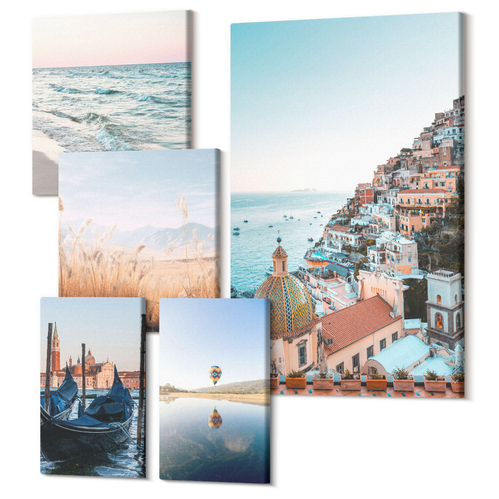 Tablouri canvas set 5 piese Vederi fermecătoare ale orașelor și peisajelor de pe litoral