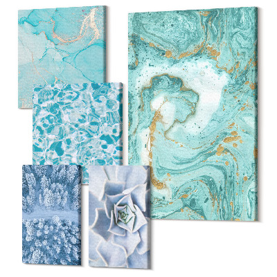 Set tablouri 5 piese Accente elegante în nuanțe de turcoaz și albastru