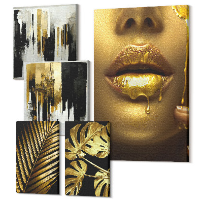 Set tablouri 5 piese Stil glamour cu motive vegetale și chipuri umane