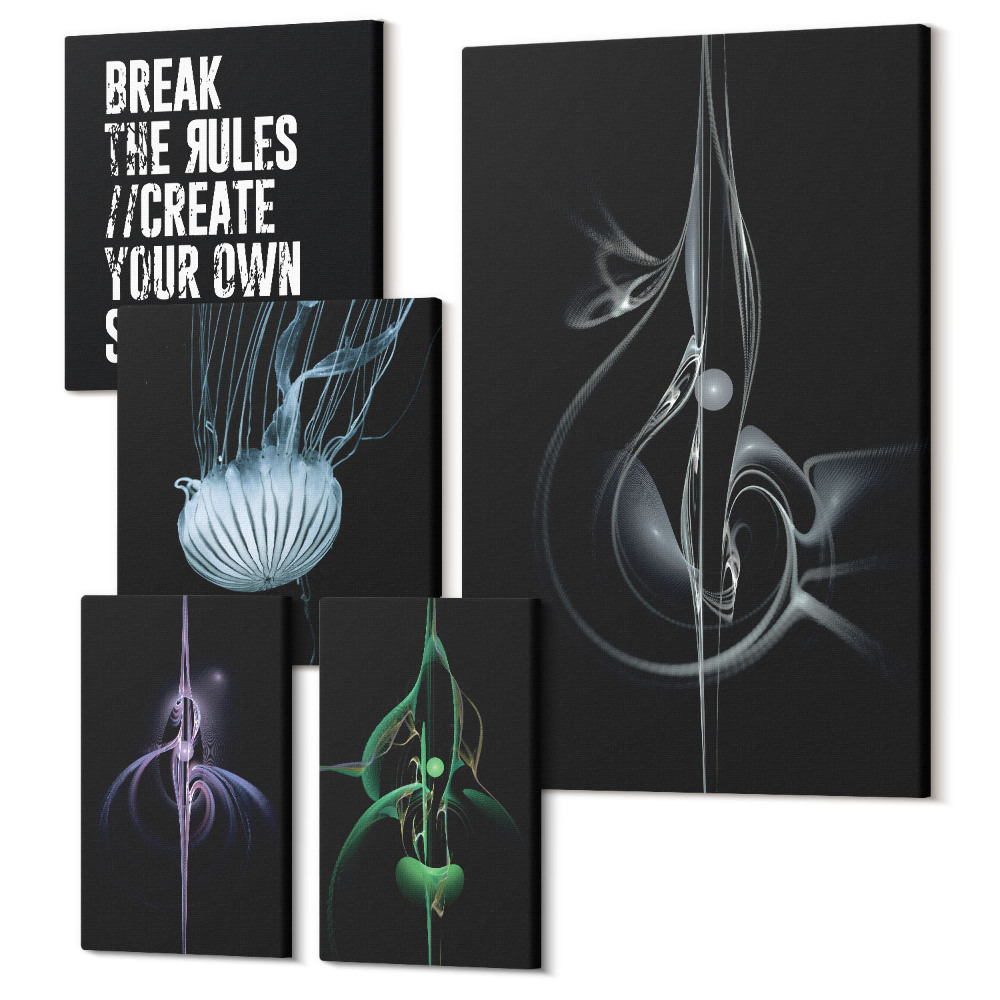 Set tablouri 5 piese Compoziții abstracte cu tema creativității și expresiei