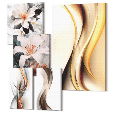 Set tablouri 5 piese Compoziții abstracte elegante cu motive florale