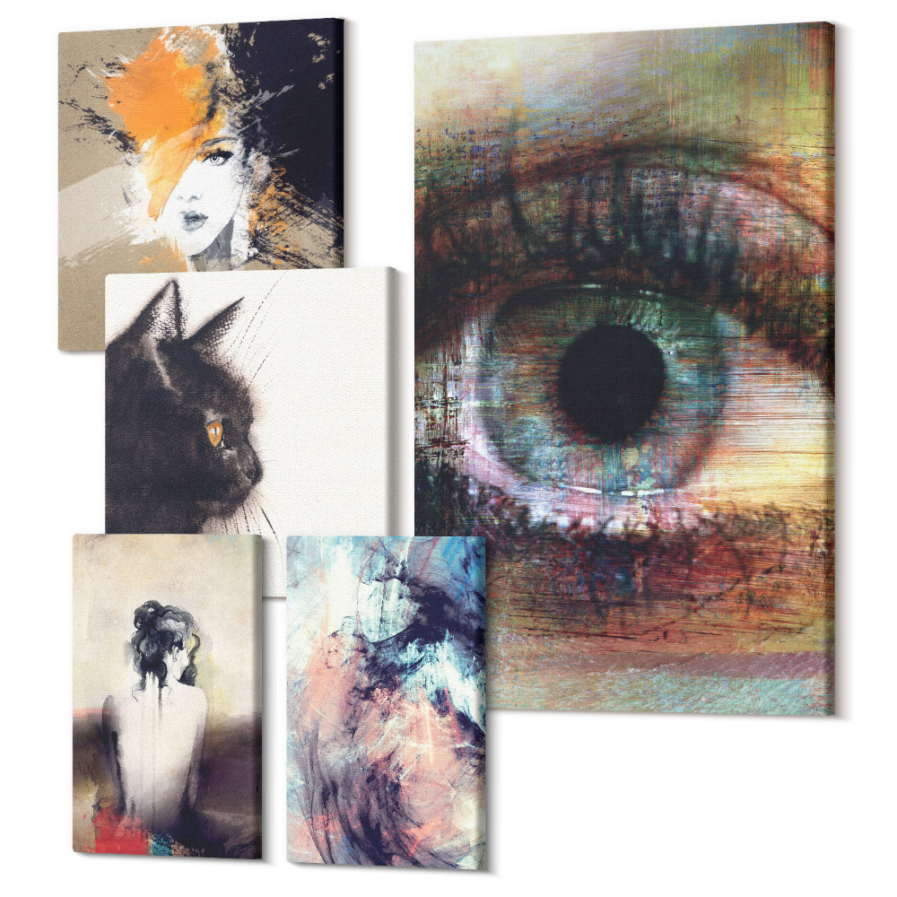 Tablouri canvas set 5 piese Portrete de artă modernă și abstracție într-un set