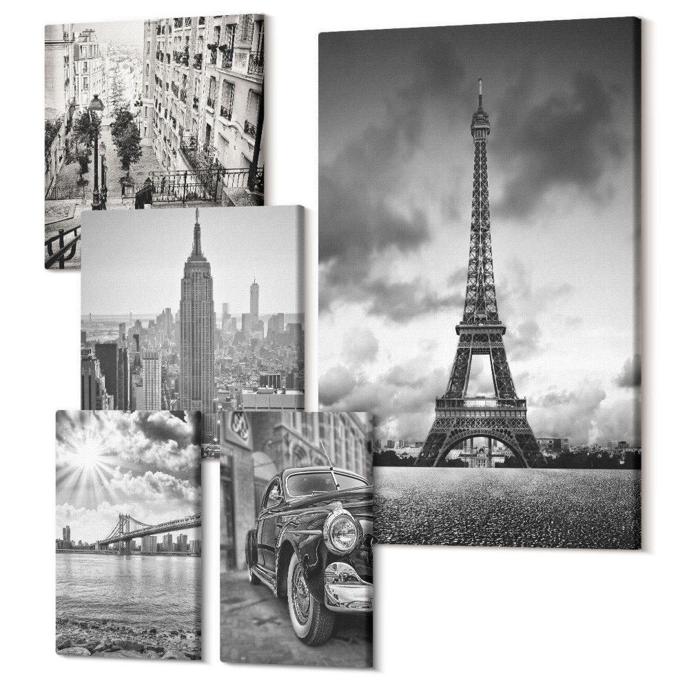 Tablou din 5 piese Peisaje urbane cu icoane arhitecturale mondiale