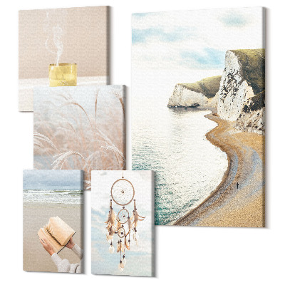 Set tablouri 5 piese Teme relaxante ale naturii cu cărți și vise