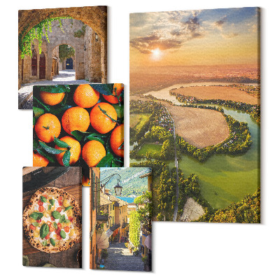 Tablou din 5 piese Peisaje naturale cu vederi ale aromelor italiene