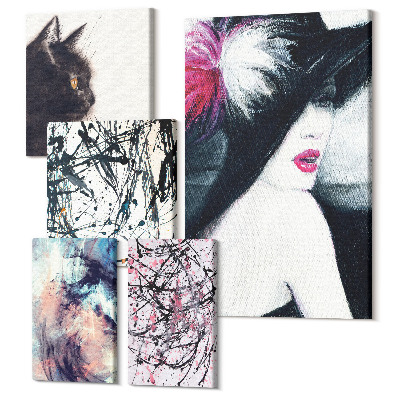 Set tablouri 5 piese Portrete elegante și compoziții de artă abstractă