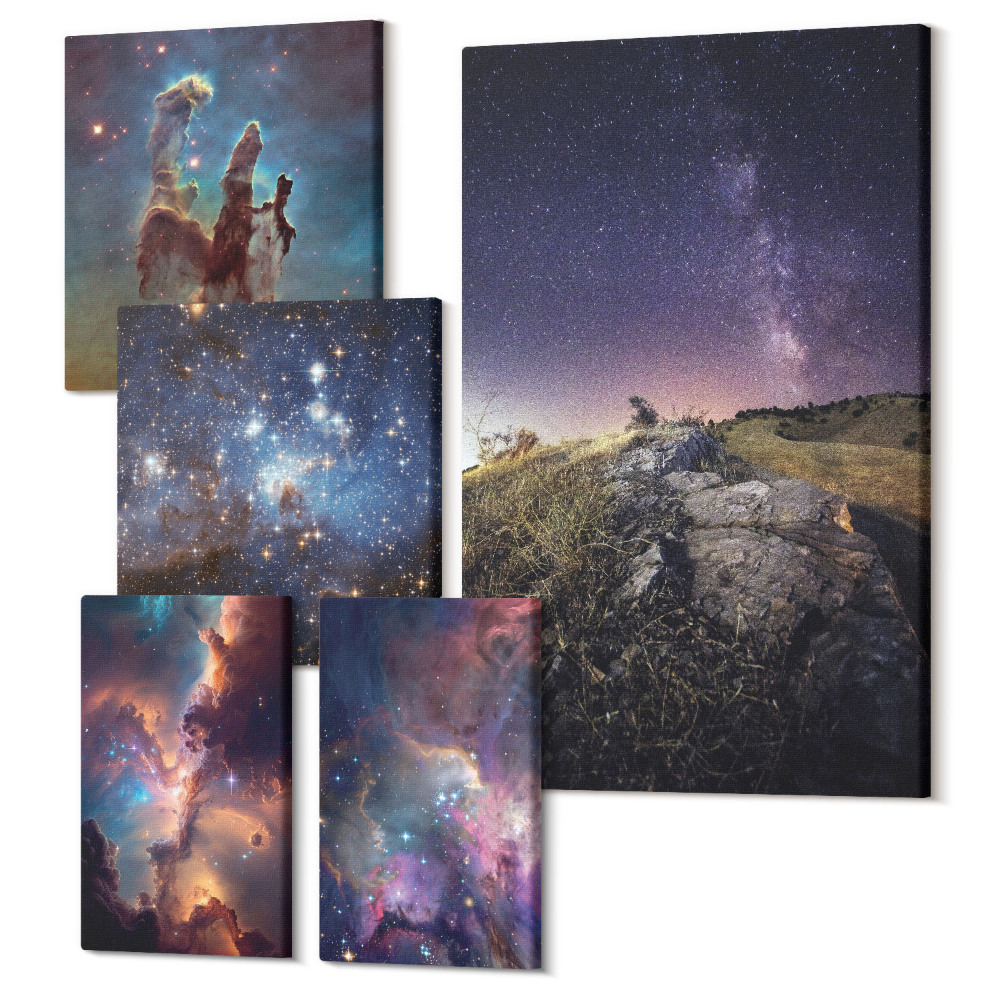 Tablou din 5 piese Peisaje cosmice ale galaxiilor și fenomene astronomice