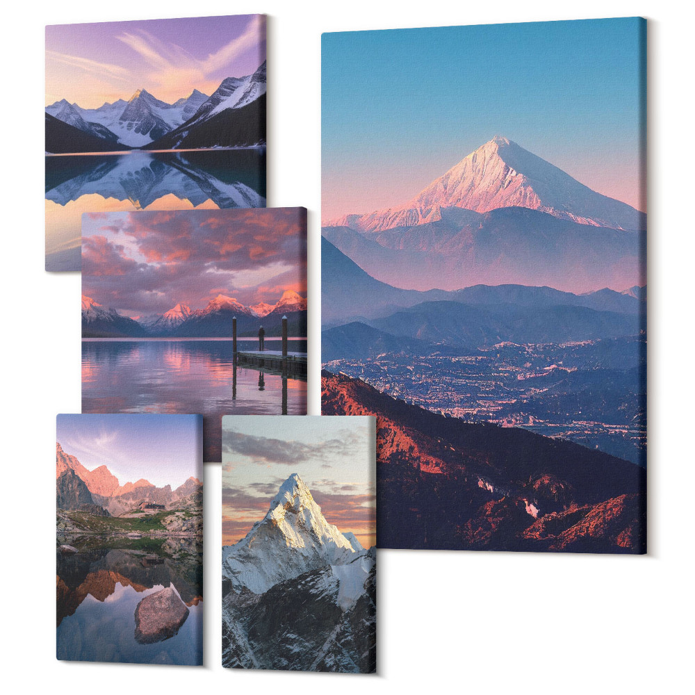 Tablouri canvas set 5 piese Peisaje montane cu priveliști ale piscurilor pitorești