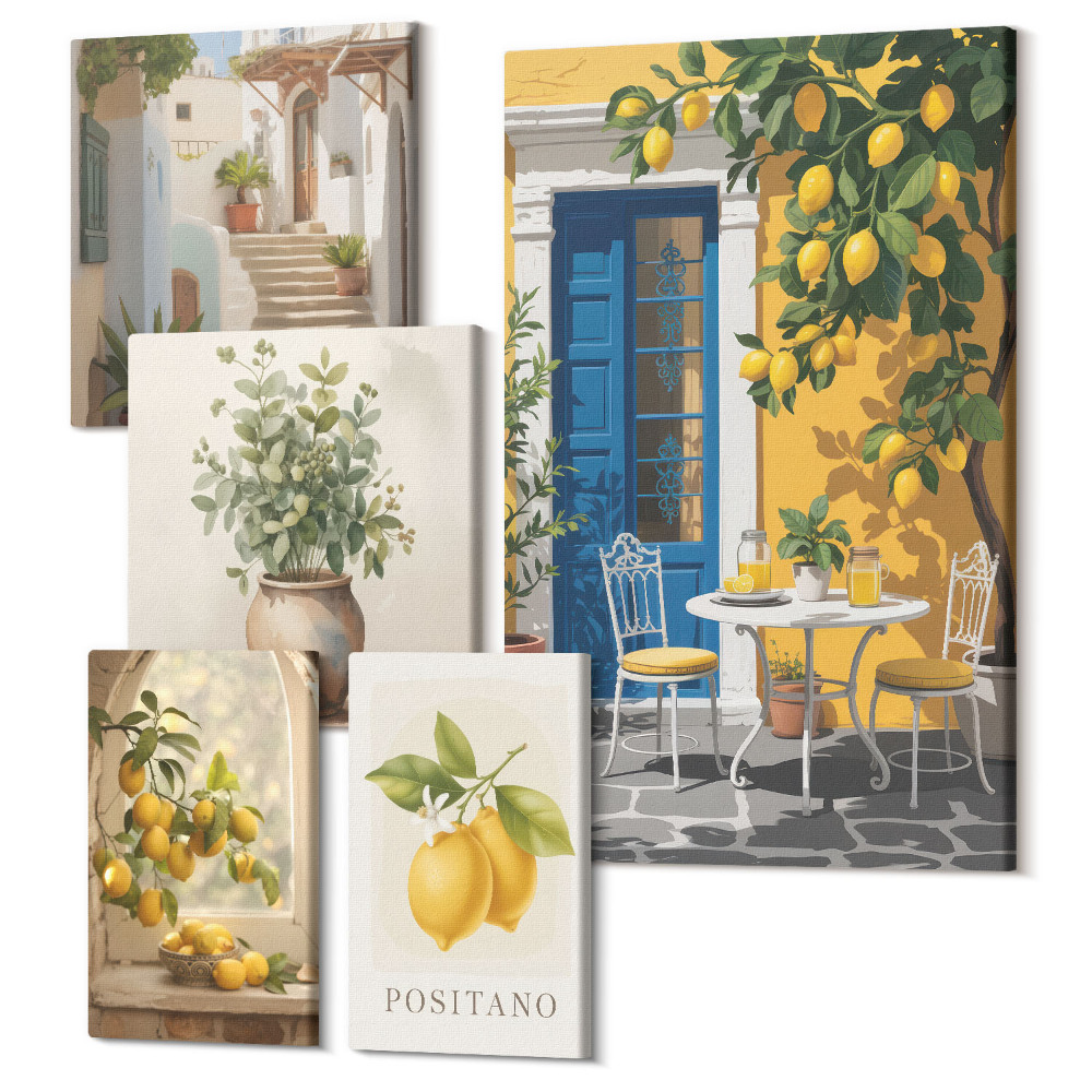 Tablou din 5 piese Inspirații de citrice în stil mediteranean