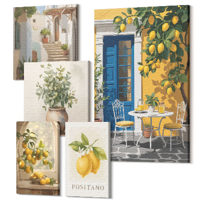 Tablou din 5 piese Inspirații de citrice în stil mediteranean