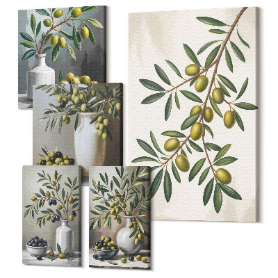 Tablouri canvas set 5 piese Accente rustice de măsline pentru interioare