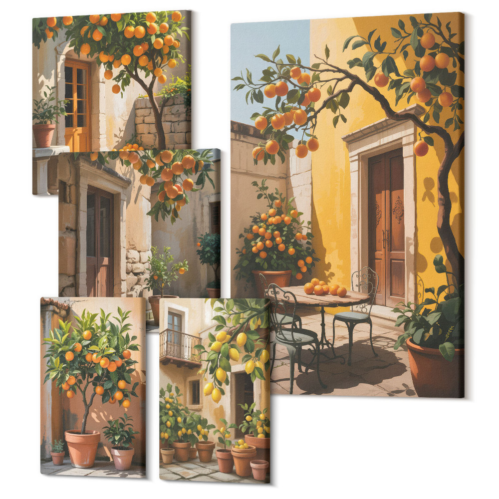 Set tablouri 5 piese Citrice în grădini și terase însorite