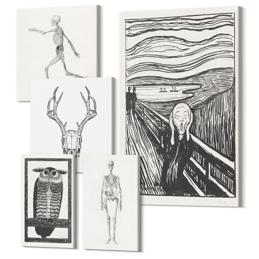 Set tablouri 5 piese Artă suprarealistă cu motive ale naturii și ale omului