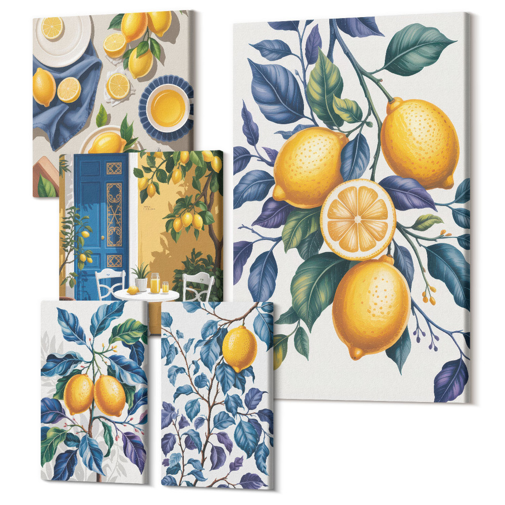 Tablou din 5 piese Inspirații de citrice în stil provensal pentru bucătărie