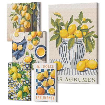 Set tablouri 5 piese Inspirații de citrice în decorațiuni de perete în stil provensal