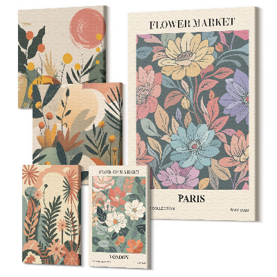 Tablou din 5 piese Motive florale de pe piețele din Paris și Londra