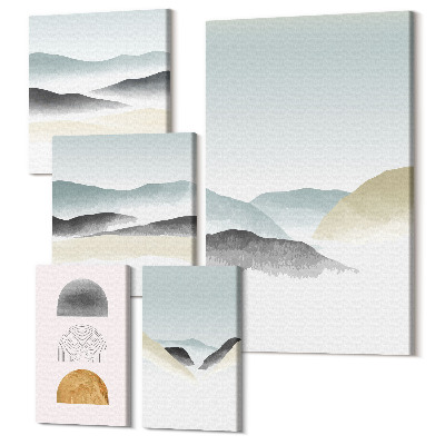 Set tablouri 5 piese Peisaje abstracte în nuanțe delicate ale naturii