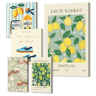 Tablou din 5 piese Inspirație de fructe din piața vintage