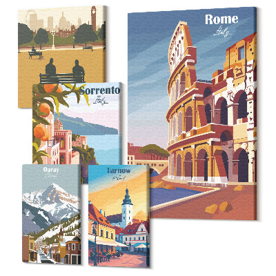 Tablou din 5 piese Peisaje ale orașelor europene și priveliști pitorești