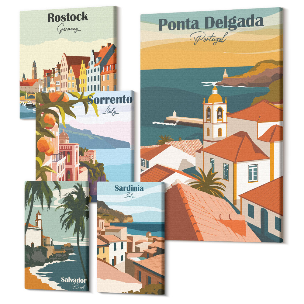 Tablou din 5 piese Vederi ale orașelor europene ale peisajelor pitorești